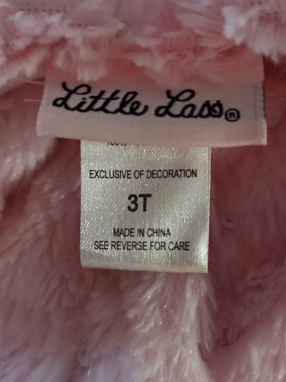 Little Lass Girls 3T Pink Faux Fur Vest Sequin Silver Rose Belt Dressy